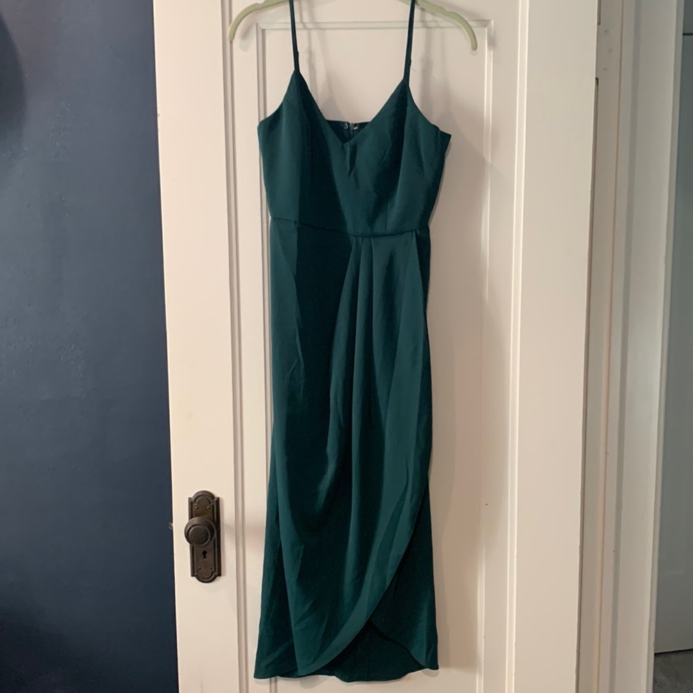 BNWT Lulus Reinette hunter green midi dress sz small